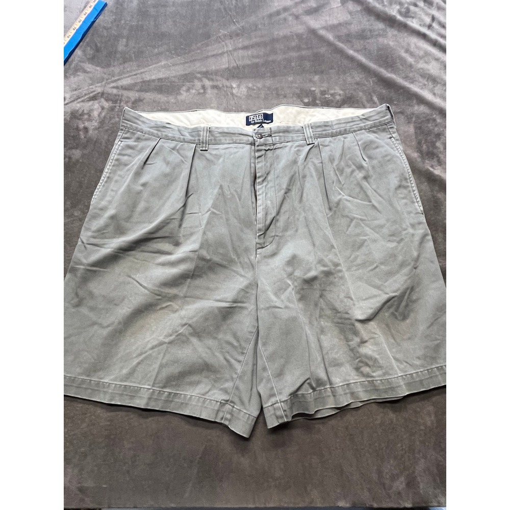 Polo Ralph Lauren Mens Gray Pleated Cotton Shorts Size 44 Classic Fit Casual